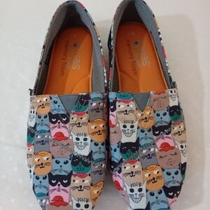 Skechers Bobs for Cats Slip On Espadrille Canvas Shoes Memory Foam